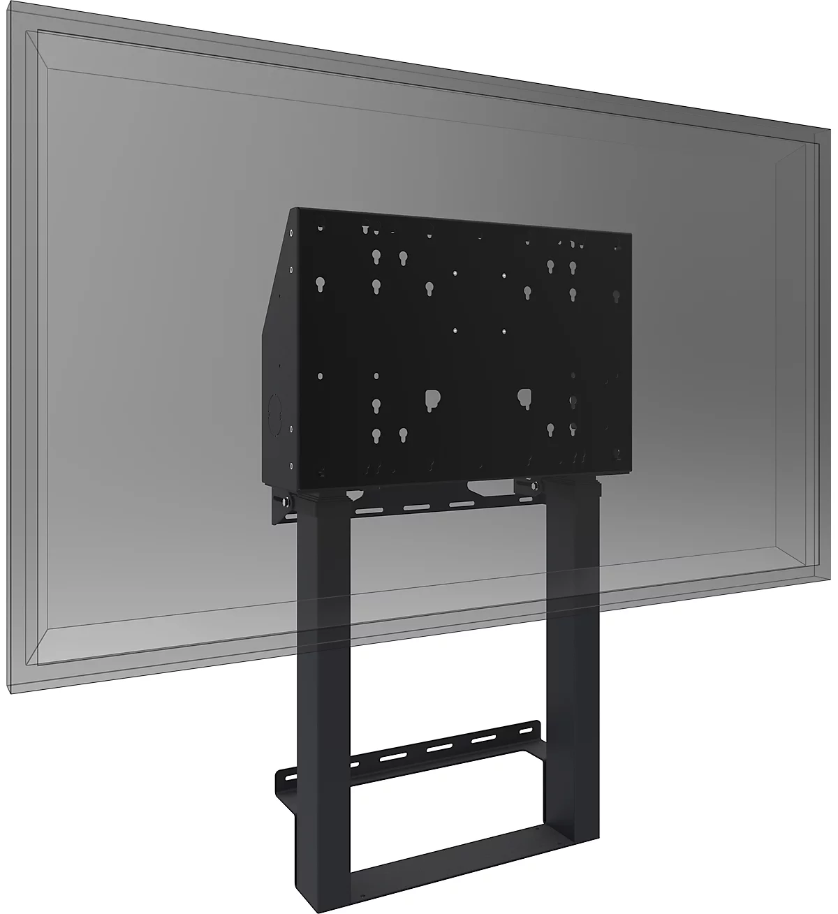 converteerbaar Kust vloot Monitor muurbeugel e.BOX®, voor 1 beeldscherm tot 86" & tot 120 kg,  elektrisch in hoogte verstelbaar, anti-collision bescherming, kabelbox,  VESA, staal, zwart voordelig kopen | Schäfer Shop