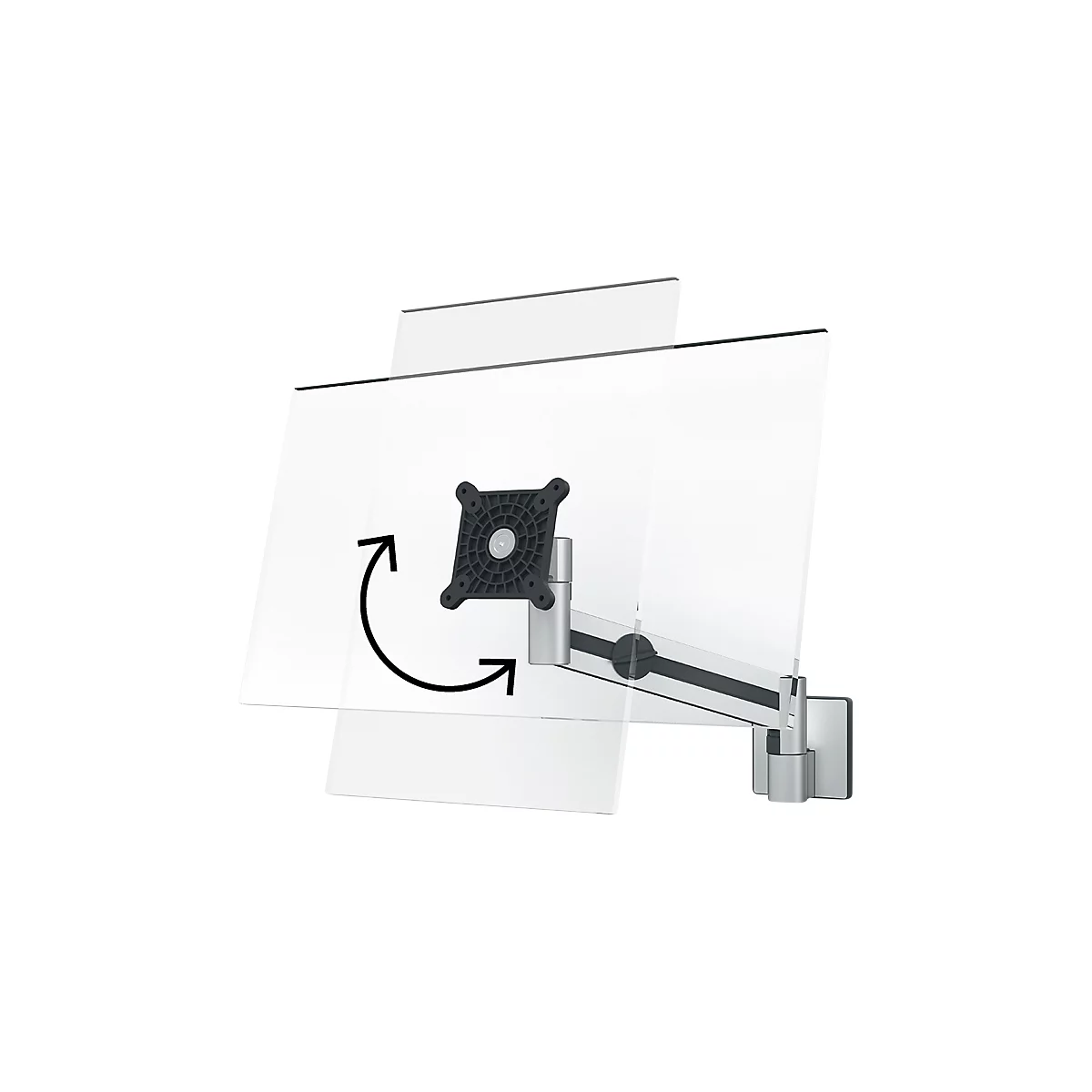Monitor muurbevestiging Duurzaam, met arm, voor 1 display 21-27', tot 8 kg, VESA, draaibaar &amp; kantelbaar, metallic zilver