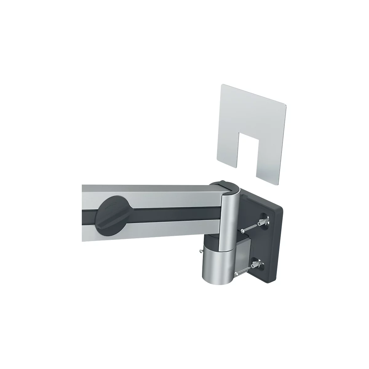 Monitor muurbevestiging Duurzaam, met arm, voor 1 display 21-27', tot 8 kg, VESA, draaibaar &amp; kantelbaar, metallic zilver