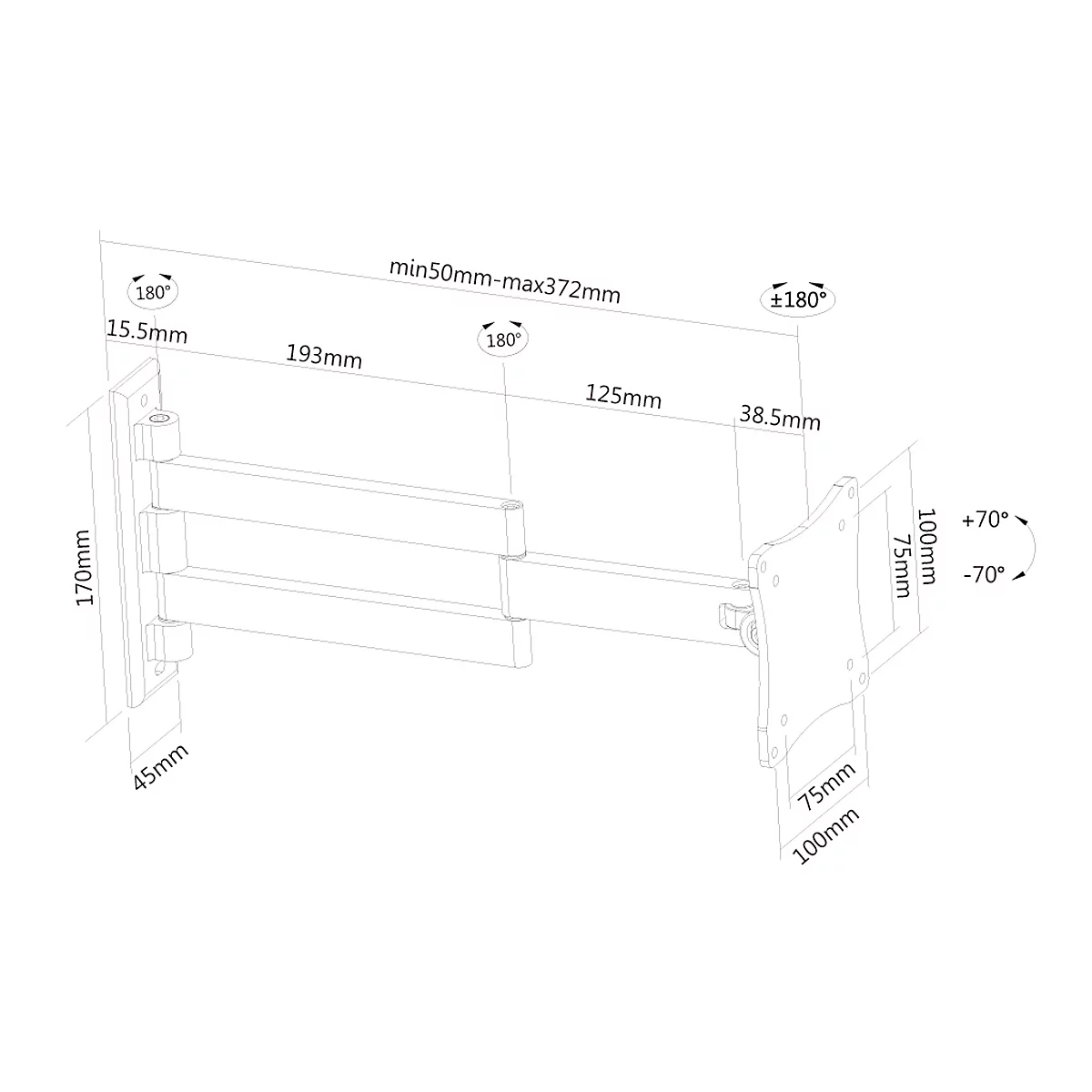 Monitor-Wandhalterung Neomounts by NewStar FPMA-W830BLACK, bis 27″, neig-/schwenk-/tiefenverstellbar, VESA-komp.