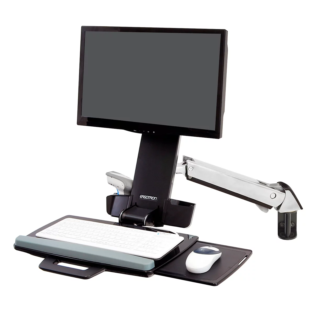 Monitor wandmontage Ergotron StyleView sta-zit Combo 45-266-026, incl. toetsenbordlade, zit &amp; sta werkplek, tot 13,2 kg, in hoogte verstelbaar, VESA, aluminium
