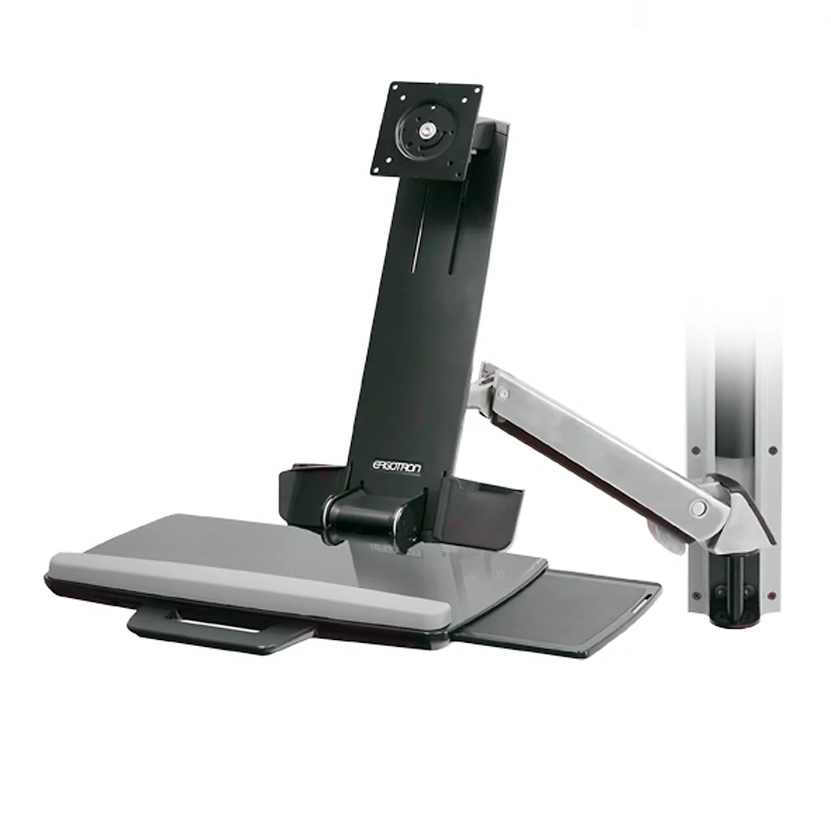 Monitor wandmontage Ergotron StyleView sta-zit Combo 45-266-026, incl. toetsenbordlade, zit &amp; sta werkplek, tot 13,2 kg, in hoogte verstelbaar, VESA, aluminium