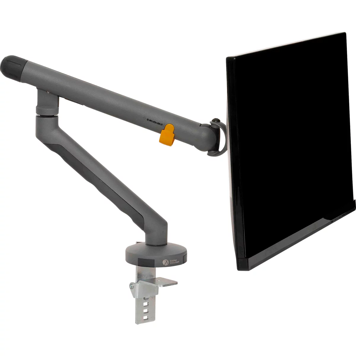 Monitorarm BakkerElkhuizen BE Flexibel, voor 1 monitor, tot 10 kg, draaibaar, kantelbaar en zwenkbaar, klembreedte 80 mm, VESA-compatibel, ergonomisch, in hoogte verstelbaar van 170 tot 582 mm, donkergrijs/zwart