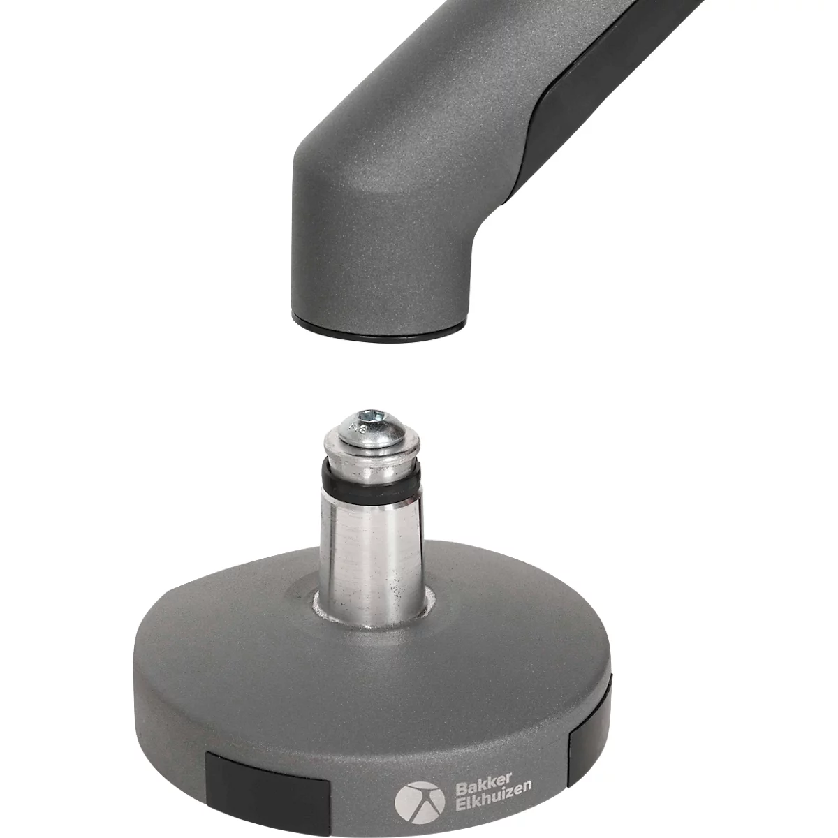 Monitorarm BakkerElkhuizen BE Flexibel, voor 1 monitor, tot 10 kg, draaibaar, kantelbaar en zwenkbaar, klembreedte 80 mm, VESA-compatibel, ergonomisch, in hoogte verstelbaar van 170 tot 582 mm, donkergrijs/zwart