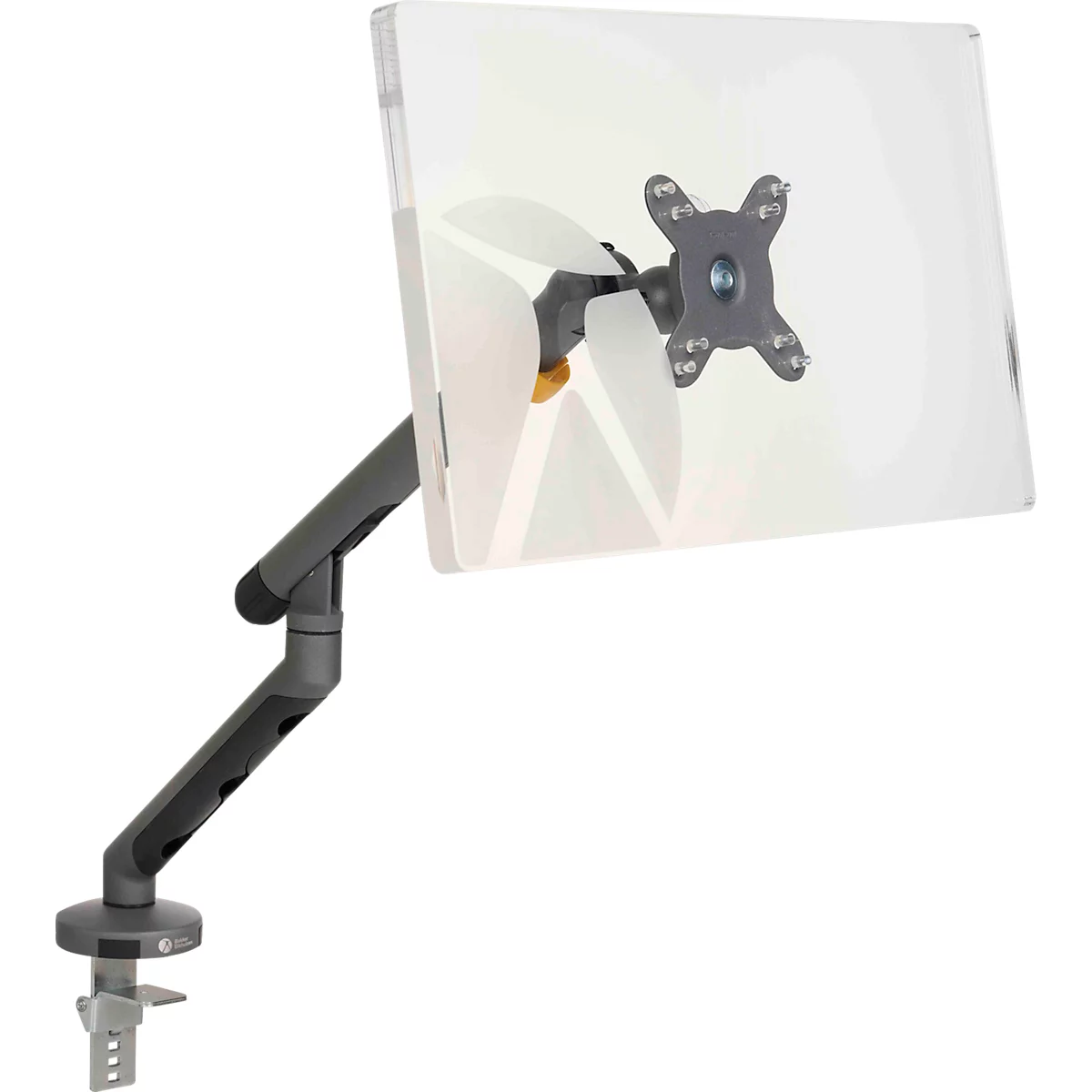Monitorarm BakkerElkhuizen BE Flexibel, voor 1 monitor, tot 10 kg, draaibaar, kantelbaar en zwenkbaar, klembreedte 80 mm, VESA-compatibel, ergonomisch, in hoogte verstelbaar van 170 tot 582 mm, donkergrijs/zwart