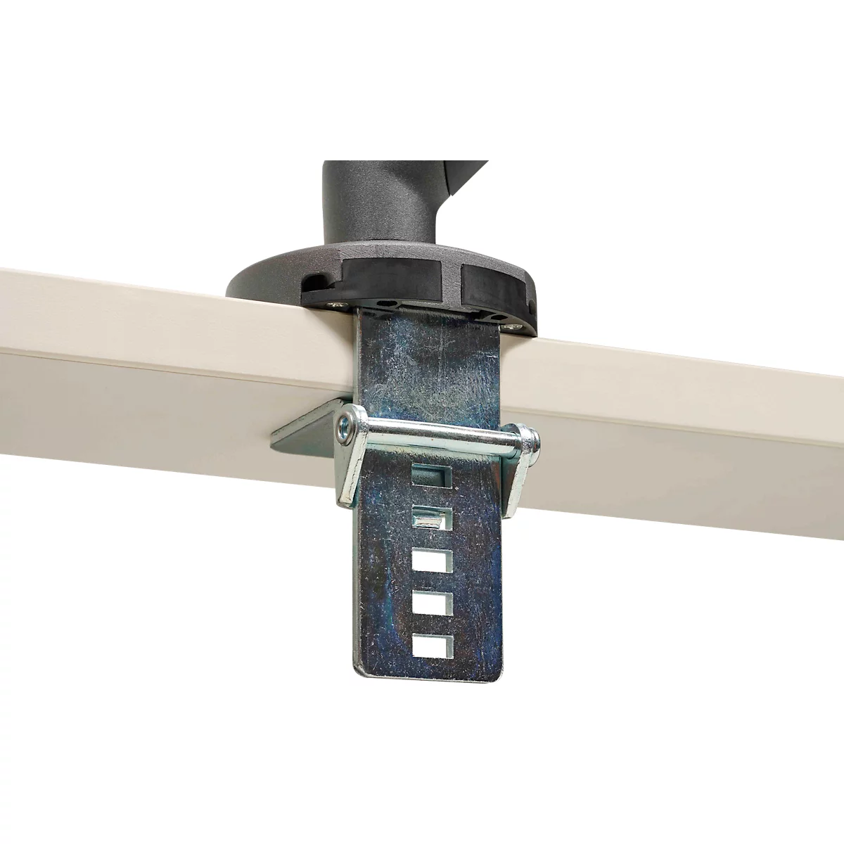 Monitorarm BakkerElkhuizen BE Flexibel, voor 1 monitor, tot 10 kg, draaibaar, kantelbaar en zwenkbaar, klembreedte 80 mm, VESA-compatibel, ergonomisch, in hoogte verstelbaar van 170 tot 582 mm, donkergrijs/zwart
