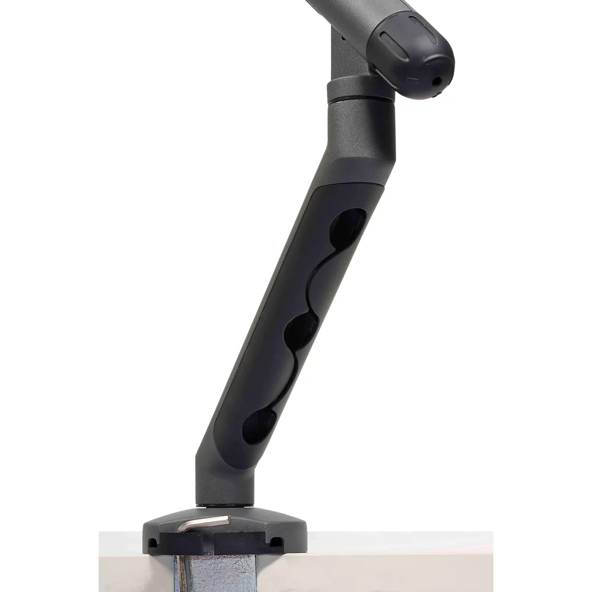 Monitorarm BakkerElkhuizen BE Flexibel, voor 1 monitor, tot 10 kg, draaibaar, kantelbaar en zwenkbaar, klembreedte 80 mm, VESA-compatibel, ergonomisch, in hoogte verstelbaar van 170 tot 582 mm, donkergrijs/zwart
