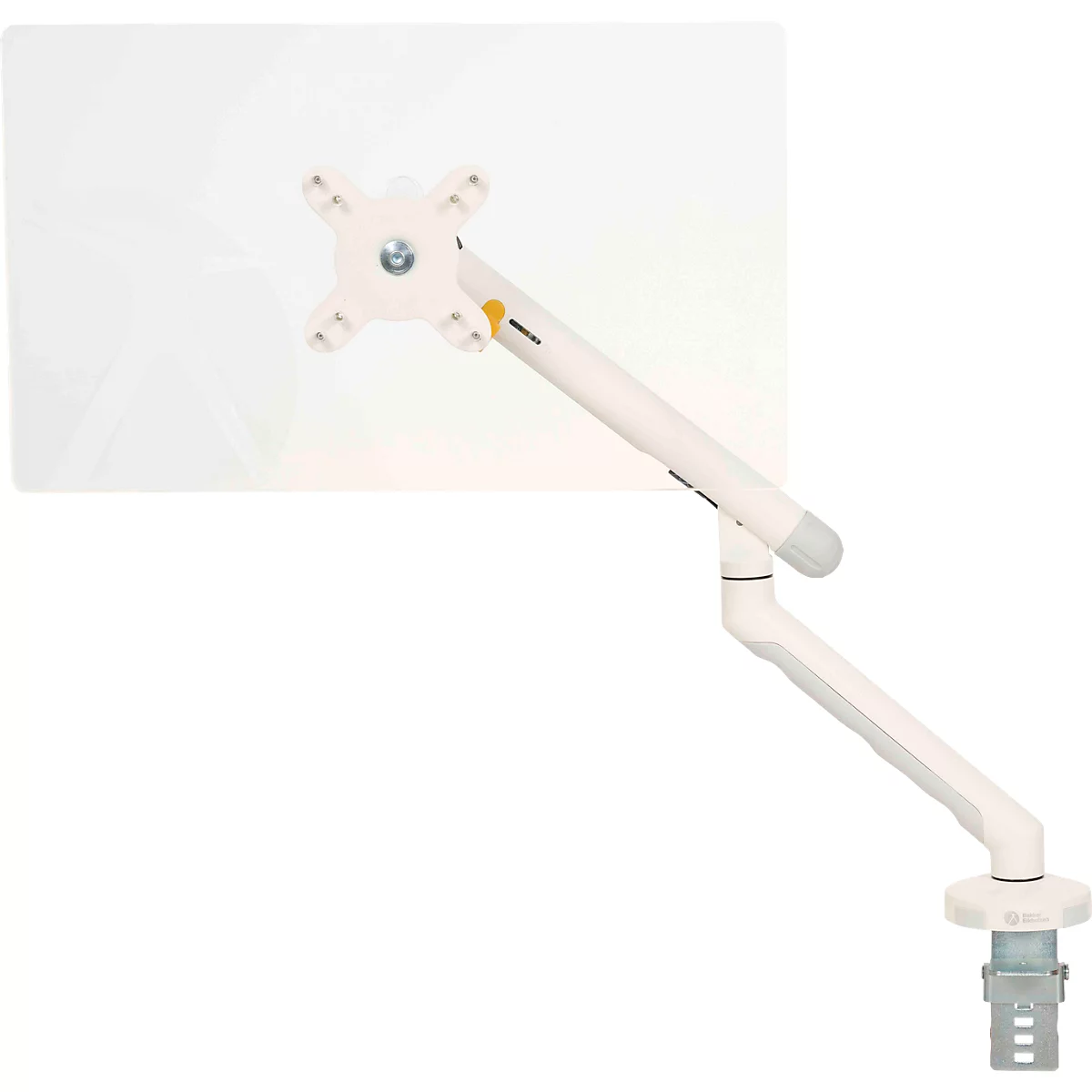 Monitorarm BakkerElkhuizen BE Flexibel, voor 1 monitor, tot 10 kg, draaibaar, kantelbaar en zwenkbaar, klembreedte 80 mm, VESA-compatibel, ergonomisch, in hoogte verstelbaar van 170 tot 582 mm, lichtgrijs/wit