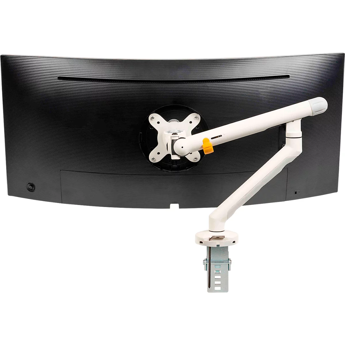 Monitorarm BakkerElkhuizen BE Flexibel, voor 1 monitor, tot 10 kg, draaibaar, kantelbaar en zwenkbaar, klembreedte 80 mm, VESA-compatibel, ergonomisch, in hoogte verstelbaar van 170 tot 582 mm, lichtgrijs/wit