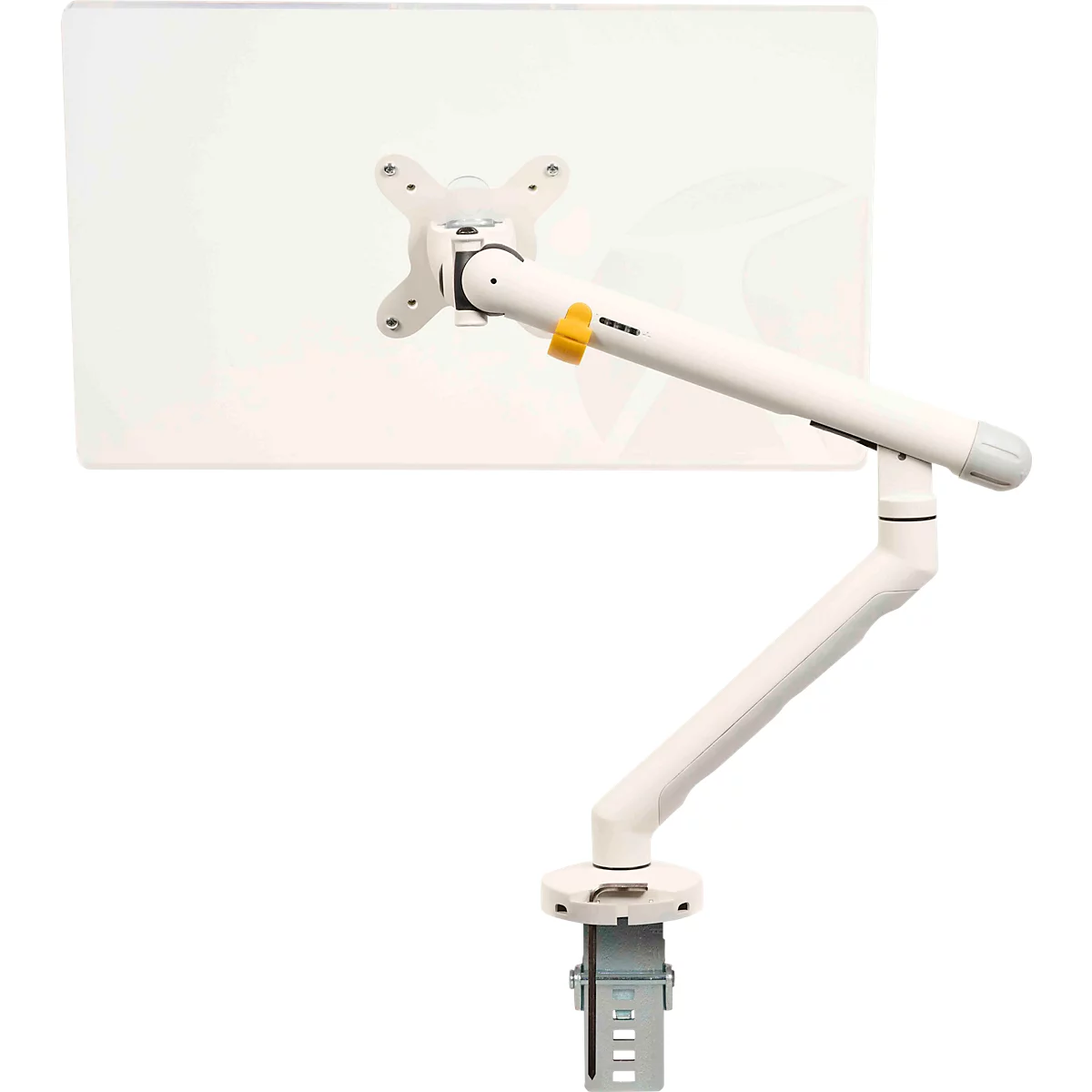 Monitorarm BakkerElkhuizen BE Flexibel, voor 1 monitor, tot 10 kg, draaibaar, kantelbaar en zwenkbaar, klembreedte 80 mm, VESA-compatibel, ergonomisch, in hoogte verstelbaar van 170 tot 582 mm, lichtgrijs/wit