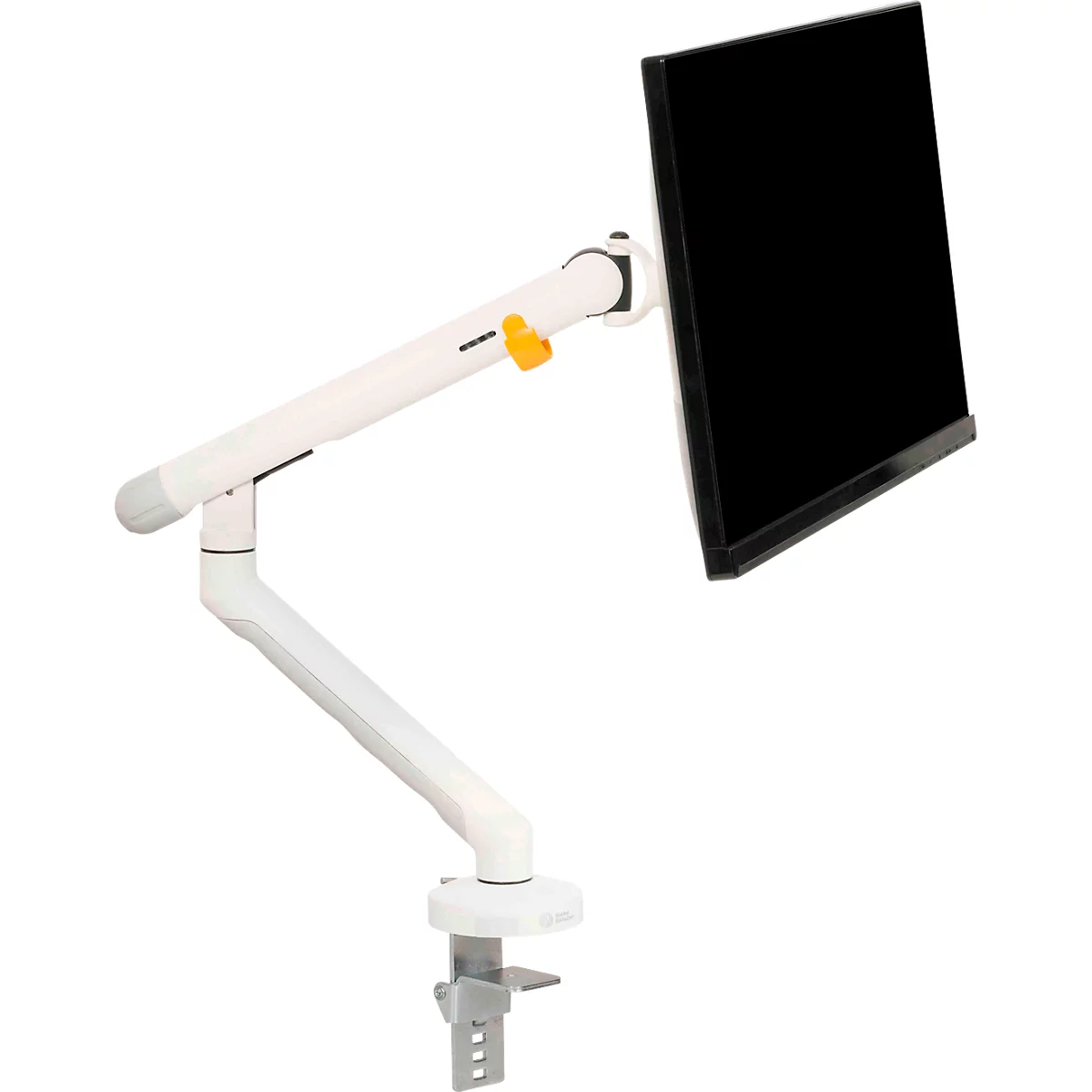 Monitorarm BakkerElkhuizen BE Flexibel, voor 1 monitor, tot 10 kg, draaibaar, kantelbaar en zwenkbaar, klembreedte 80 mm, VESA-compatibel, ergonomisch, in hoogte verstelbaar van 170 tot 582 mm, lichtgrijs/wit