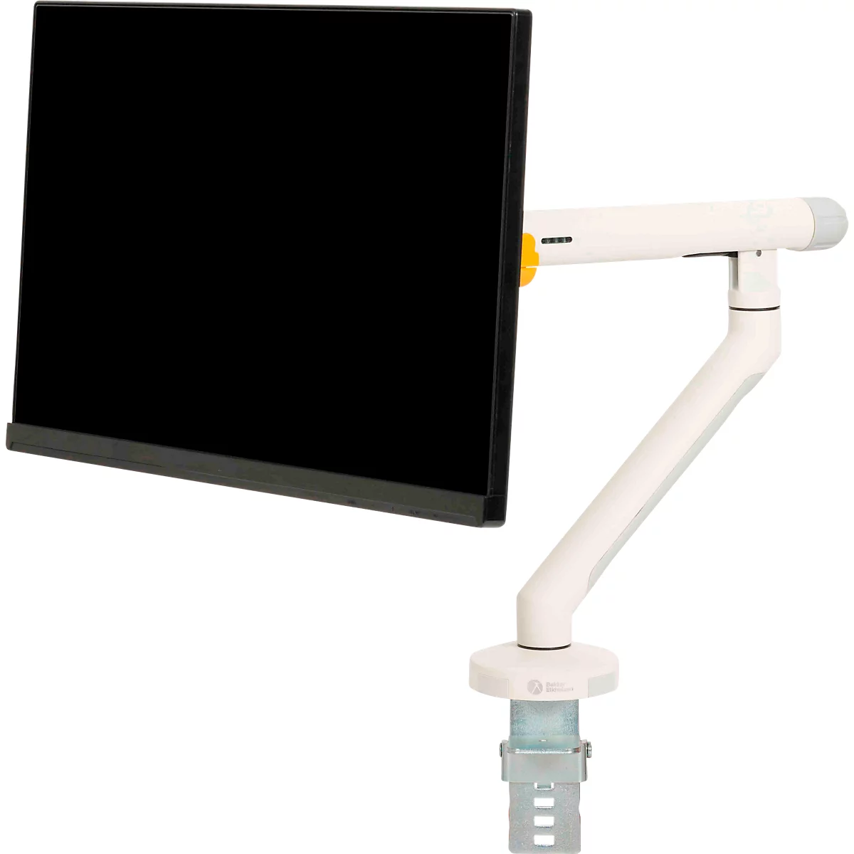 Monitorarm BakkerElkhuizen BE Flexibel, voor 1 monitor, tot 10 kg, draaibaar, kantelbaar en zwenkbaar, klembreedte 80 mm, VESA-compatibel, ergonomisch, in hoogte verstelbaar van 170 tot 582 mm, lichtgrijs/wit