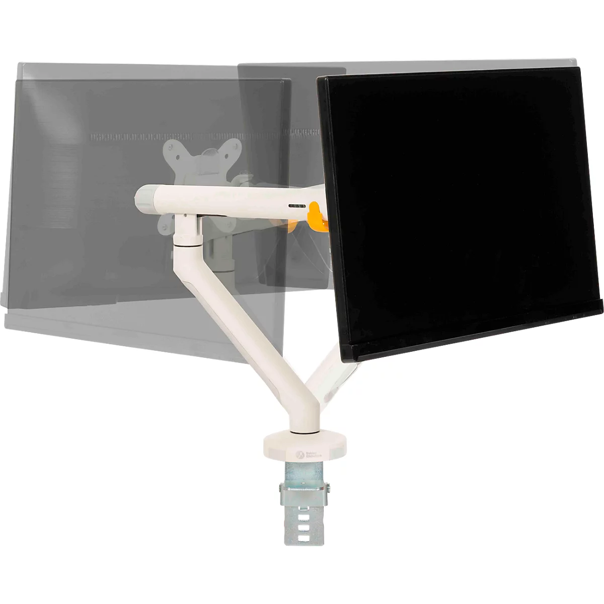 Monitorarm BakkerElkhuizen BE Flexibel, voor 1 monitor, tot 10 kg, draaibaar, kantelbaar en zwenkbaar, klembreedte 80 mm, VESA-compatibel, ergonomisch, in hoogte verstelbaar van 170 tot 582 mm, lichtgrijs/wit
