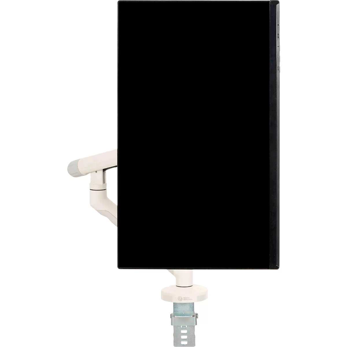 Monitorarm BakkerElkhuizen BE Flexibel, voor 1 monitor, tot 10 kg, draaibaar, kantelbaar en zwenkbaar, klembreedte 80 mm, VESA-compatibel, ergonomisch, in hoogte verstelbaar van 170 tot 582 mm, lichtgrijs/wit