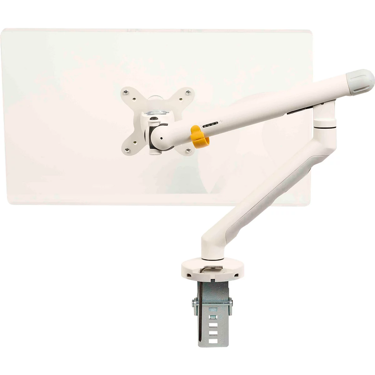 Monitorarm BakkerElkhuizen BE Flexibel, voor 1 monitor, tot 10 kg, draaibaar, kantelbaar en zwenkbaar, klembreedte 80 mm, VESA-compatibel, ergonomisch, in hoogte verstelbaar van 170 tot 582 mm, lichtgrijs/wit