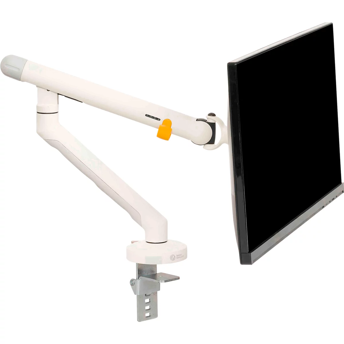 Monitorarm BakkerElkhuizen BE Flexibel, voor 1 monitor, tot 10 kg, draaibaar, kantelbaar en zwenkbaar, klembreedte 80 mm, VESA-compatibel, ergonomisch, in hoogte verstelbaar van 170 tot 582 mm, lichtgrijs/wit