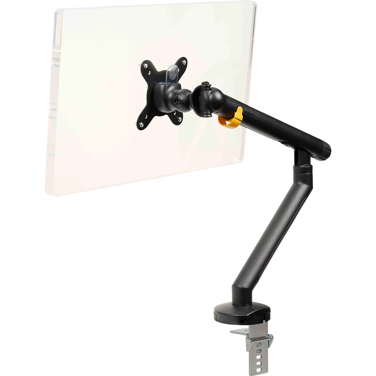 Monitorarm BakkerElkhuizen BE Flexibel, voor 1 monitor, tot 10 kg, draaibaar, kantelbaar en zwenkbaar, klembreedte 80 mm, VESA-compatibel, ergonomisch, in hoogte verstelbaar van 170 tot 582 mm, zwart
