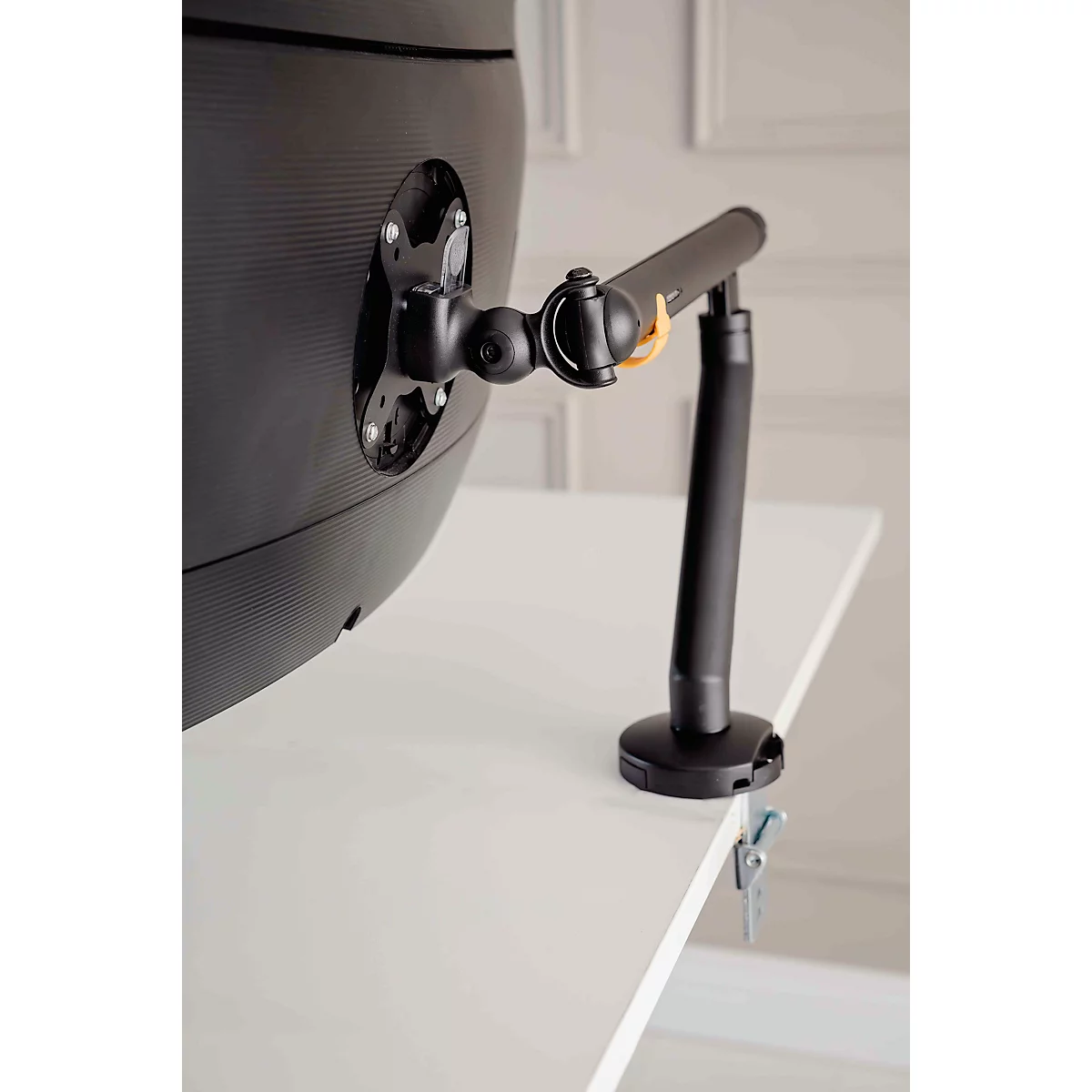 Monitorarm BakkerElkhuizen BE Flexibel, voor 1 monitor, tot 10 kg, draaibaar, kantelbaar en zwenkbaar, klembreedte 80 mm, VESA-compatibel, ergonomisch, in hoogte verstelbaar van 170 tot 582 mm, zwart