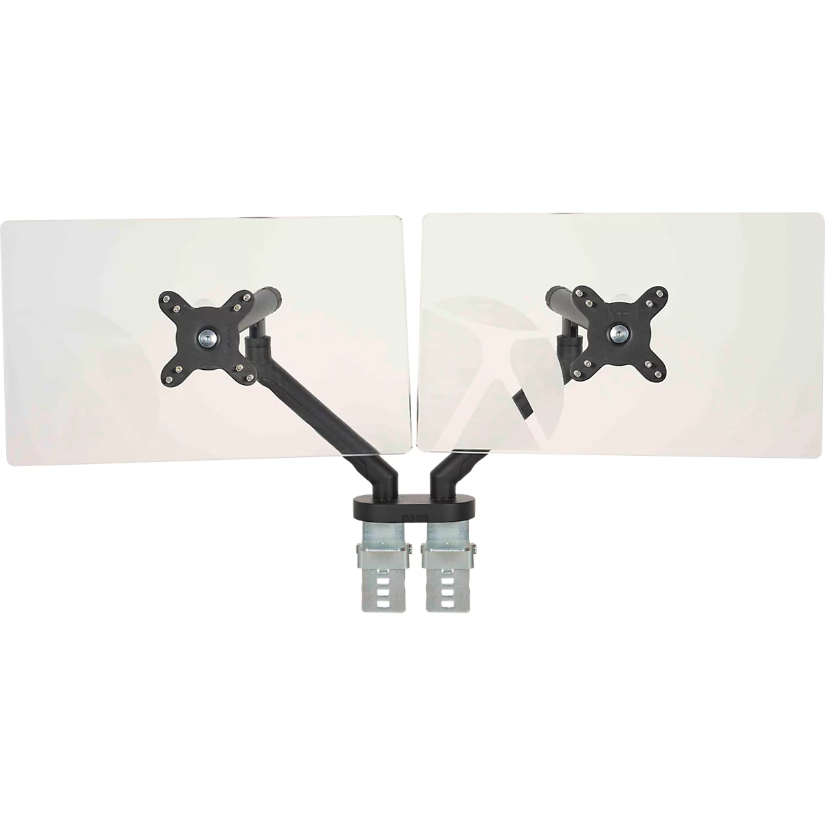 Monitorarm BakkerElkhuizen BE Flexible Dual, für 2 Monitore, bis 10 kg, dreh-, neig- und schwenkbar, 80 mm Klemmweite, VESA-komaptibel, ergonomisch, Höhenverstellbar von 170 bis 582 mm, schwarz 