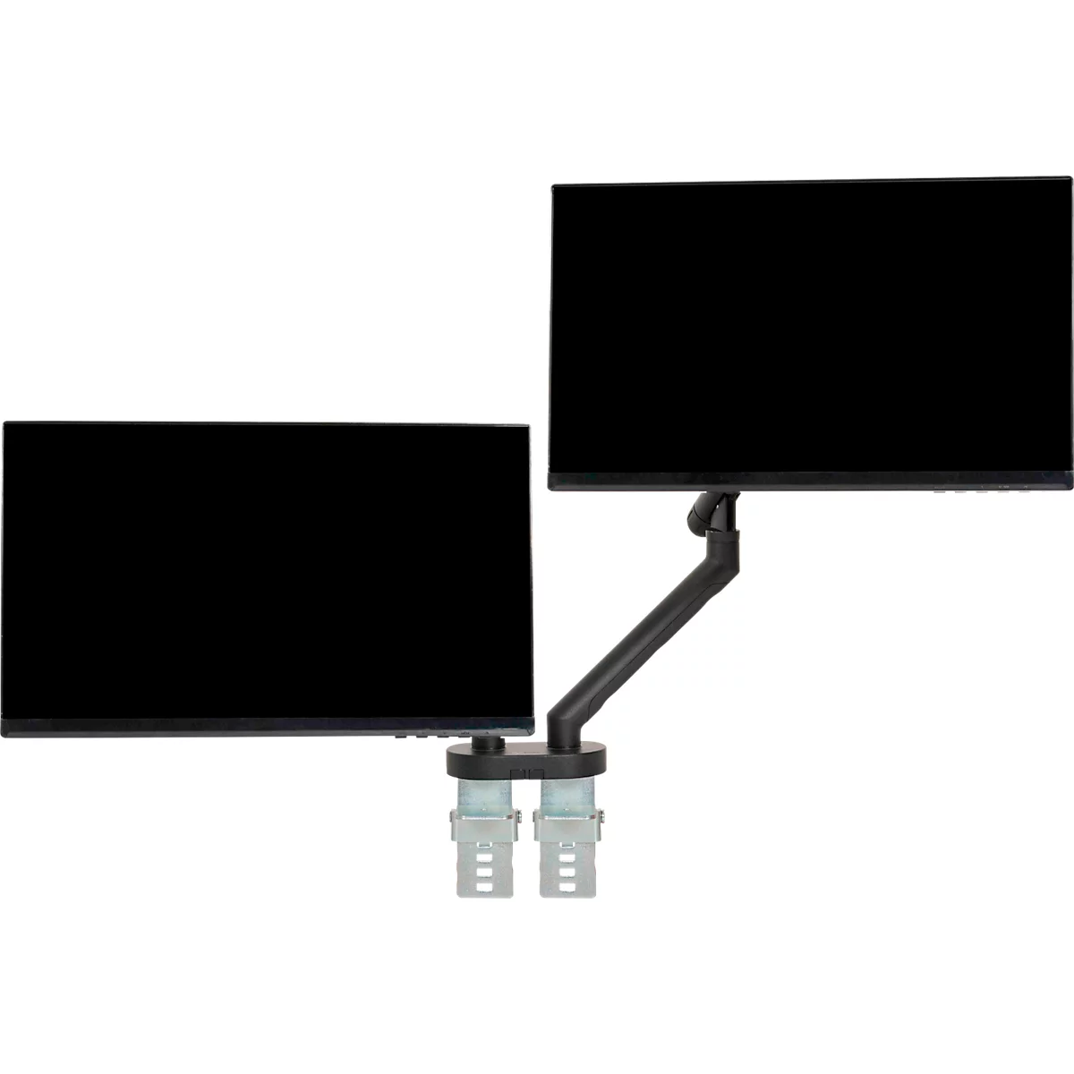 Monitorarm BakkerElkhuizen BE Flexible Dual, für 2 Monitore, bis 10 kg, dreh-, neig- und schwenkbar, 80 mm Klemmweite, VESA-komaptibel, ergonomisch, Höhenverstellbar von 170 bis 582 mm, schwarz 