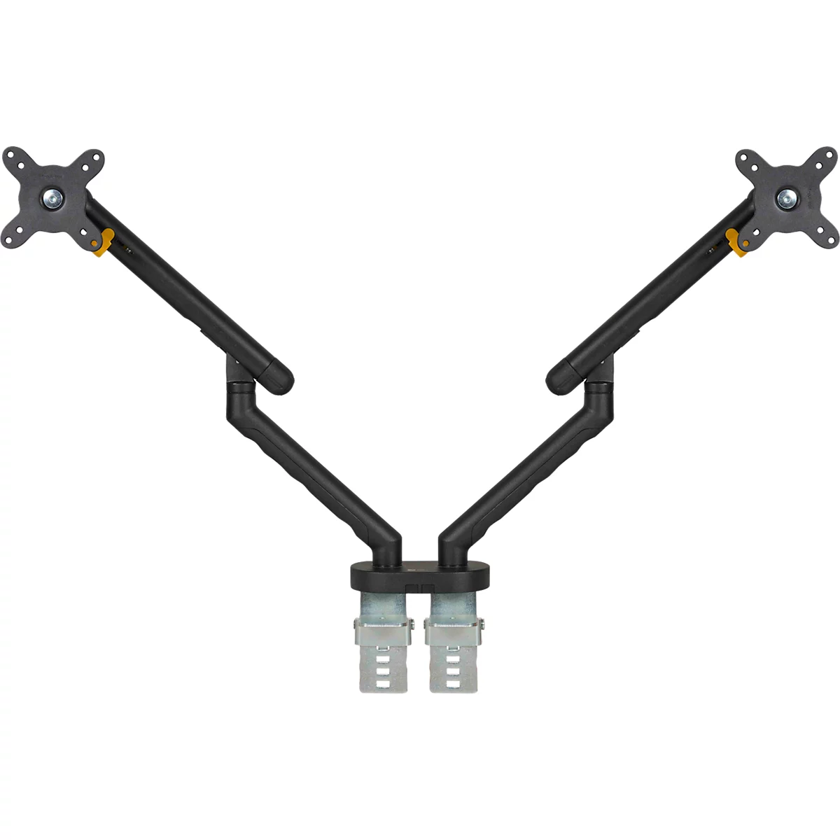Monitorarm BakkerElkhuizen BE Flexible Dual, für 2 Monitore, bis 10 kg, dreh-, neig- und schwenkbar, 80 mm Klemmweite, VESA-komaptibel, ergonomisch, Höhenverstellbar von 170 bis 582 mm, schwarz 