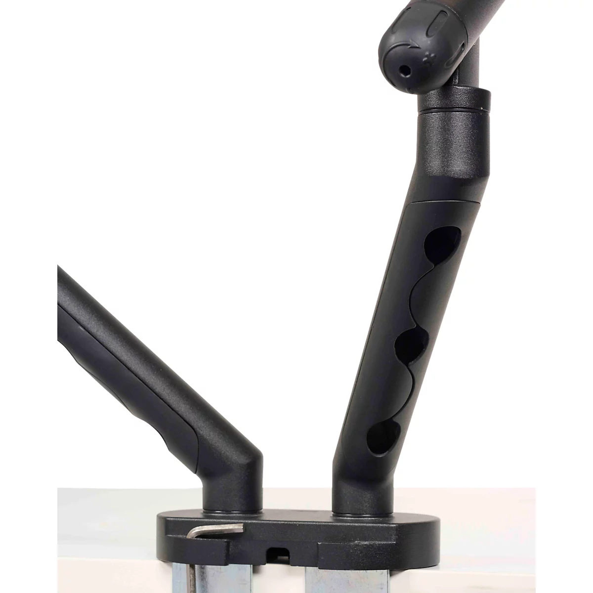 Monitorarm BakkerElkhuizen BE Flexible Dual, für 2 Monitore, bis 10 kg, dreh-, neig- und schwenkbar, 80 mm Klemmweite, VESA-komaptibel, ergonomisch, Höhenverstellbar von 170 bis 582 mm, schwarz 