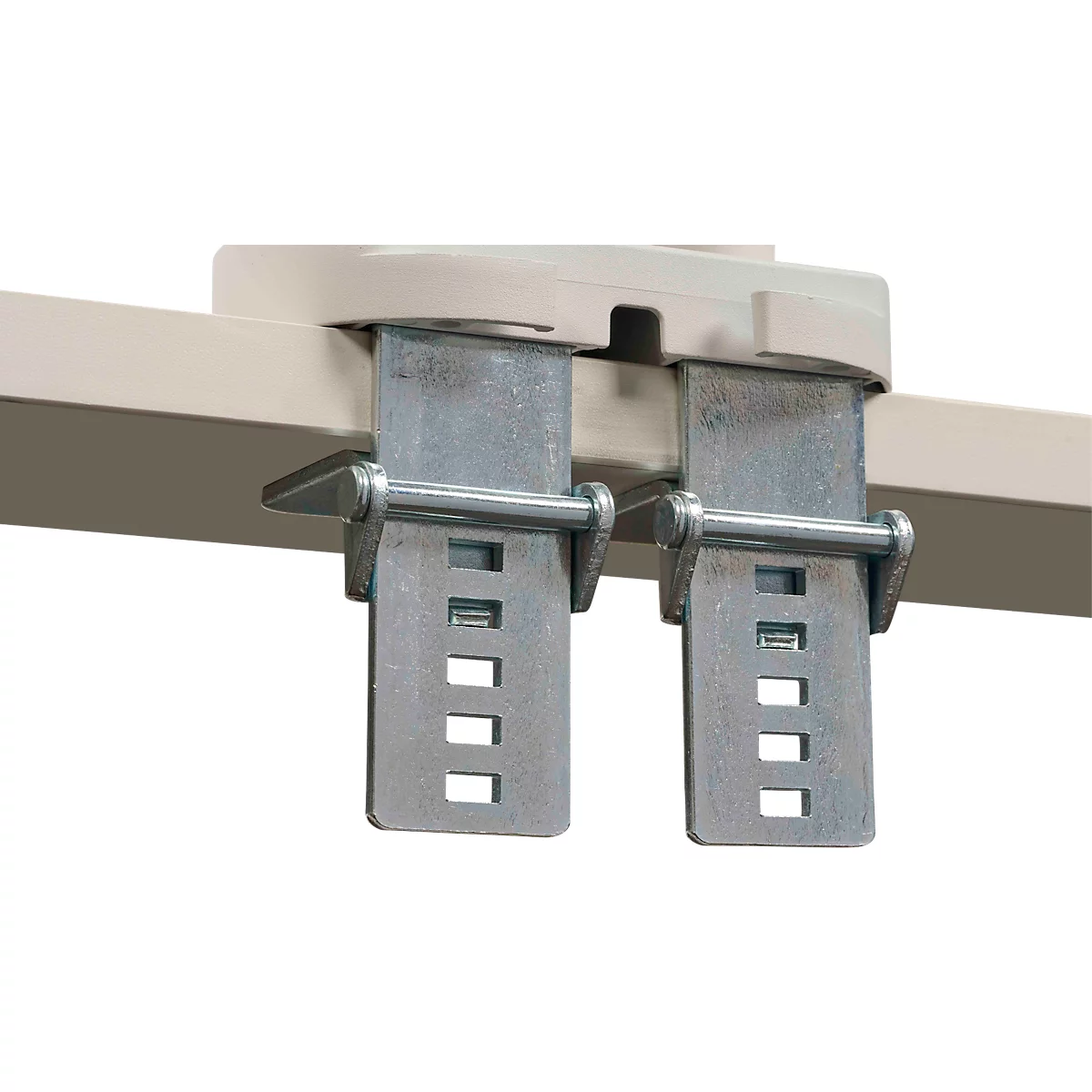 Monitorarm BakkerElkhuizen BE Flexible Dual, voor 2 monitoren, tot 10 kg, draaibaar, kantelbaar en zwenkbaar, klembreedte 80 mm, VESA-compatibel, ergonomisch, in hoogte verstelbaar van 170 tot 582 mm, lichtgrijs/wit