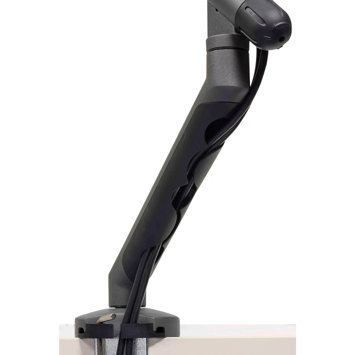 Monitorarm BakkerElkhuizen BE Flexible, für 1 Monitor, bis 10 kg, dreh-, neig- und schwenkbar, 80 mm Klemmweite, VESA-komaptibel, ergonomisch, Höhenverstellbar von 170 bis 582 mm, dunkelgrau/schwarz