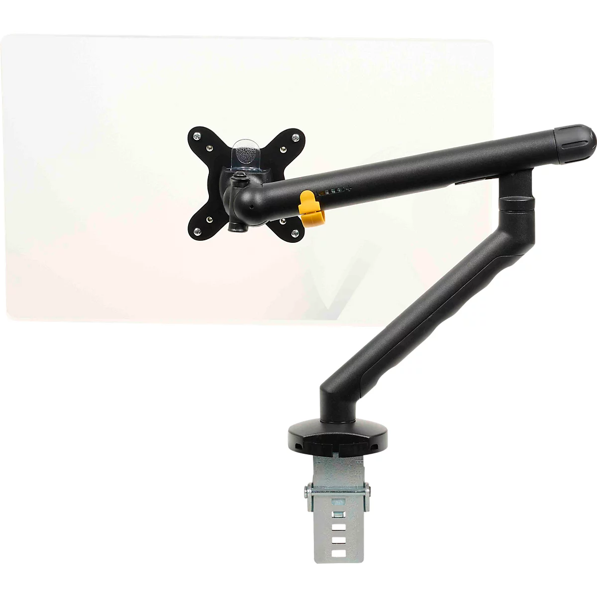 Monitorarm BakkerElkhuizen BE Flexible, für 1 Monitor, bis 10 kg, dreh-, neig- und schwenkbar, 80 mm Klemmweite, VESA-komaptibel, ergonomisch, Höhenverstellbar von 170 bis 582 mm, schwarz