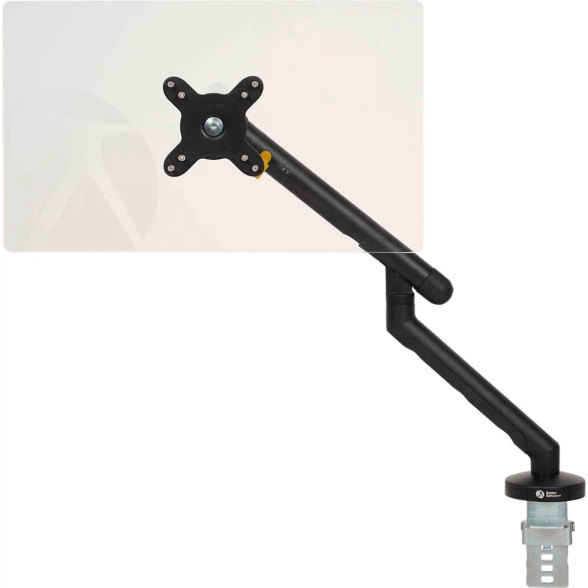 Monitorarm BakkerElkhuizen BE Flexible, für 1 Monitor, bis 10 kg, dreh-, neig- und schwenkbar, 80 mm Klemmweite, VESA-komaptibel, ergonomisch, Höhenverstellbar von 170 bis 582 mm, schwarz