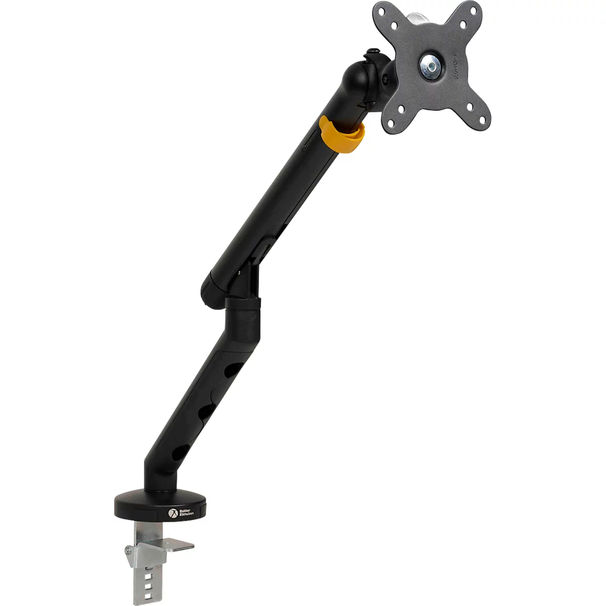 Monitorarm BakkerElkhuizen BE Flexible, für 1 Monitor, bis 10 kg, dreh-, neig- und schwenkbar, 80 mm Klemmweite, VESA-komaptibel, ergonomisch, Höhenverstellbar von 170 bis 582 mm, schwarz