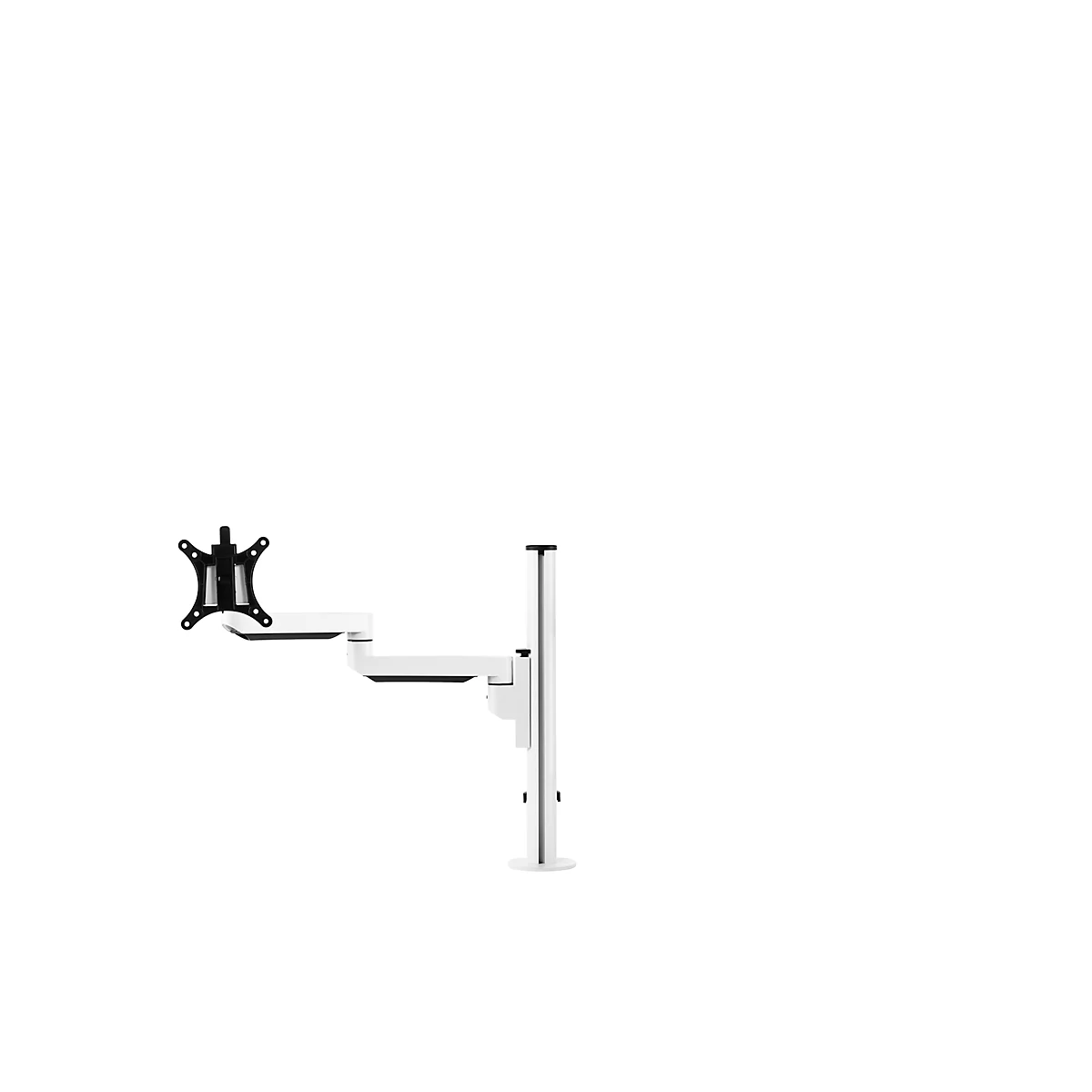 Monitorarm BakkerElkhuizen Filex Galaxy Flex Single, voor 1 beeldscherm tot 12 kg, in hoogte &amp; diepte verstelbaar, draaibaar &amp; kantelbaar, met tafelklem, wit