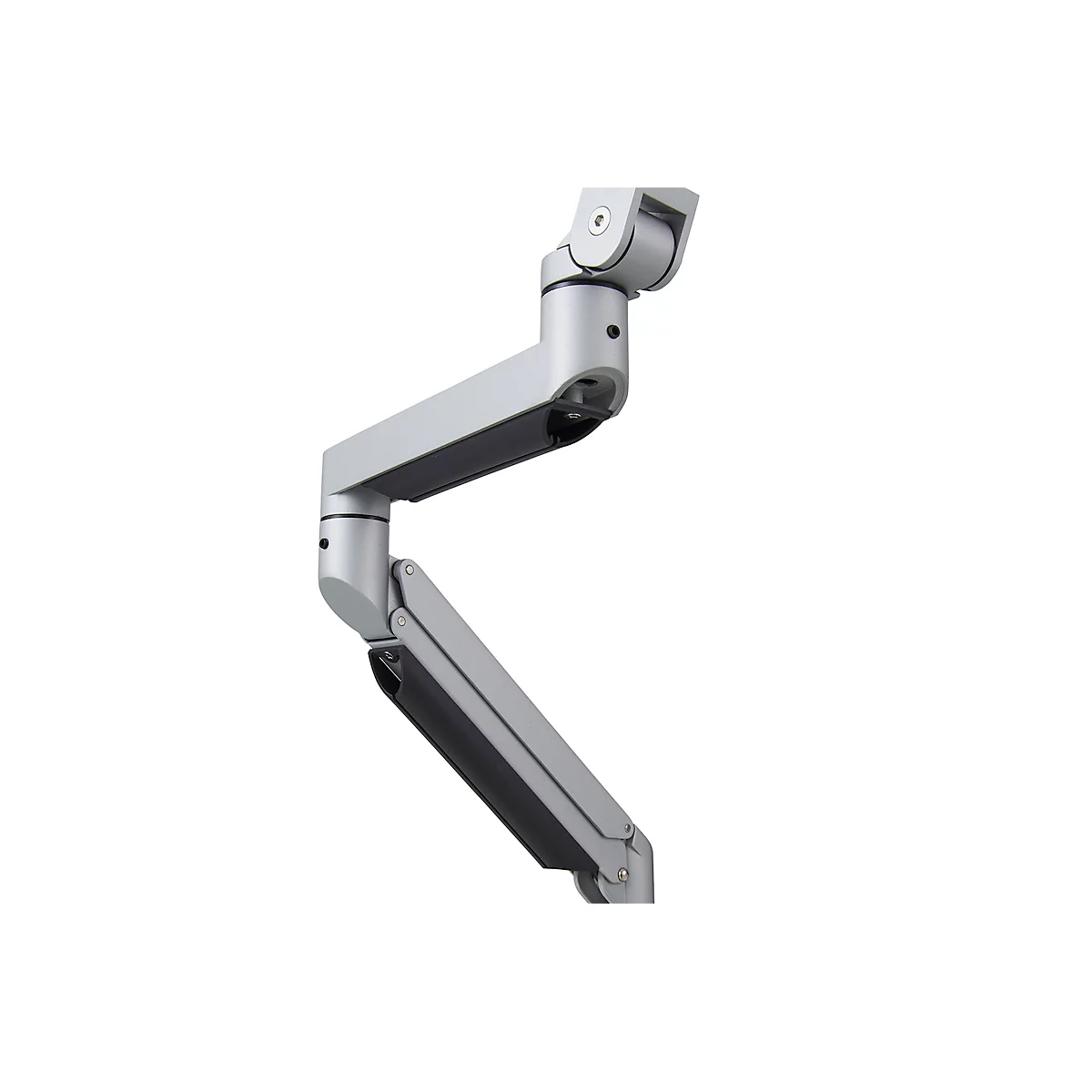 Monitorarm BakkerElkhuizen Filex Galaxy Flex Single, voor 1 beeldscherm tot 12 kg, in hoogte &amp; diepte verstelbaar, draaibaar &amp; kantelbaar, met tafelklem, zilver