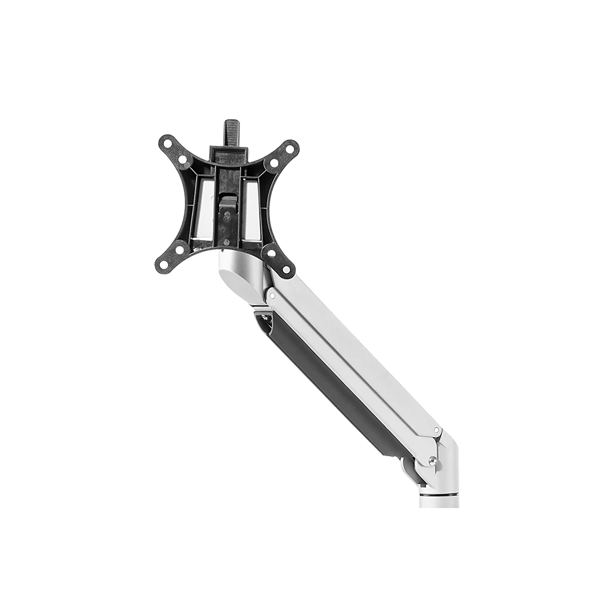 Monitorarm BakkerElkhuizen Filex Galaxy Flex Single, voor 1 beeldscherm tot 12 kg, in hoogte &amp; diepte verstelbaar, draaibaar &amp; kantelbaar, met tafelklem, zilver