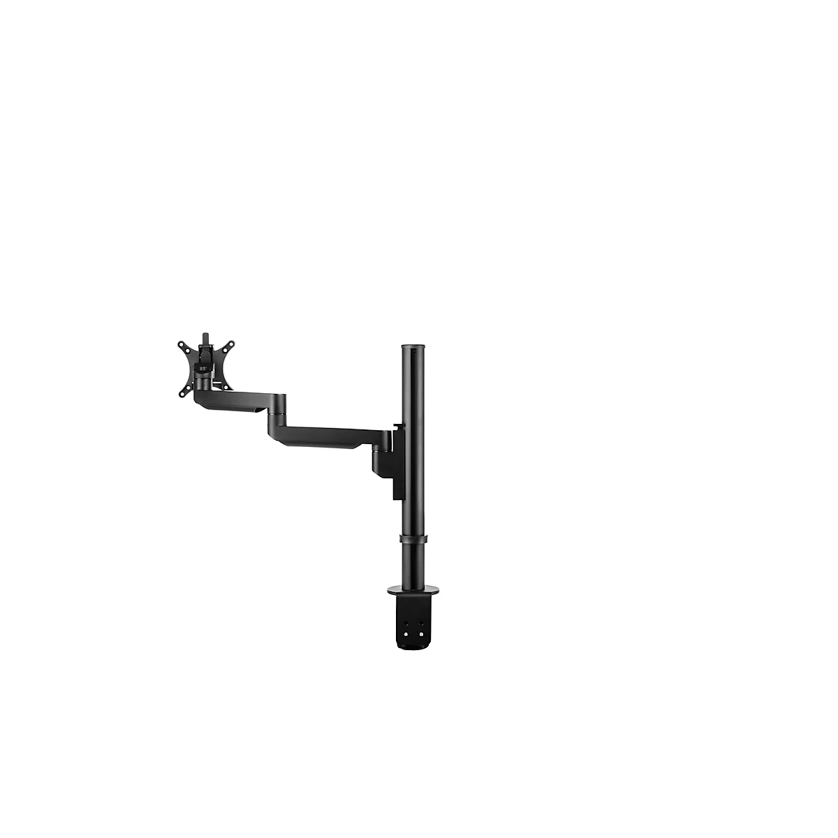 Monitorarm BakkerElkhuizen Filex Galaxy Flex Single, voor 1 beeldscherm tot 12 kg, in hoogte &amp; diepte verstelbaar, draaibaar &amp; kantelbaar, met tafelklem, zwart