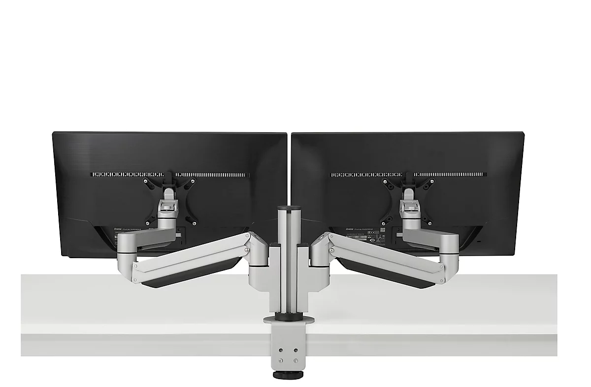 Monitorarm BakkerElkhuizen Filex Galaxy Modular Dual, für 2 Displays bis 12 kg, höhen-& tiefenverstellbar, dreh- & neigbar, mit Tischklemme, silber
