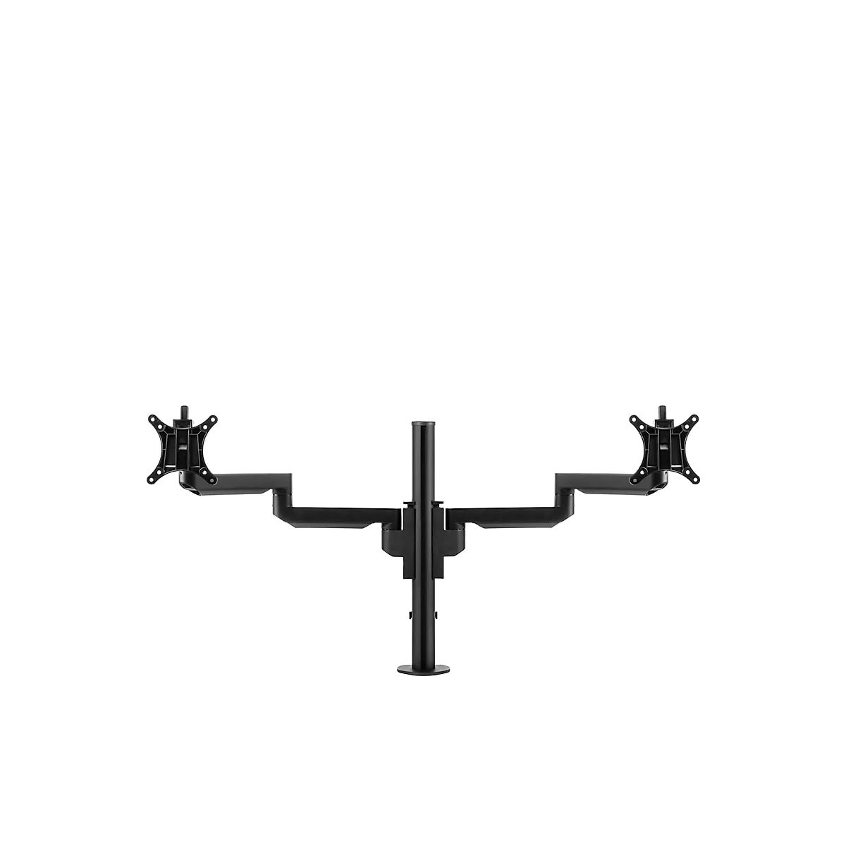 Monitorarm BakkerElkhuizen Filex Galaxy Modular Dual, voor 2 beeldschermen tot 12 kg, in hoogte &amp; diepte verstelbaar, draaibaar &amp; kantelbaar, met tafelklem, zwart