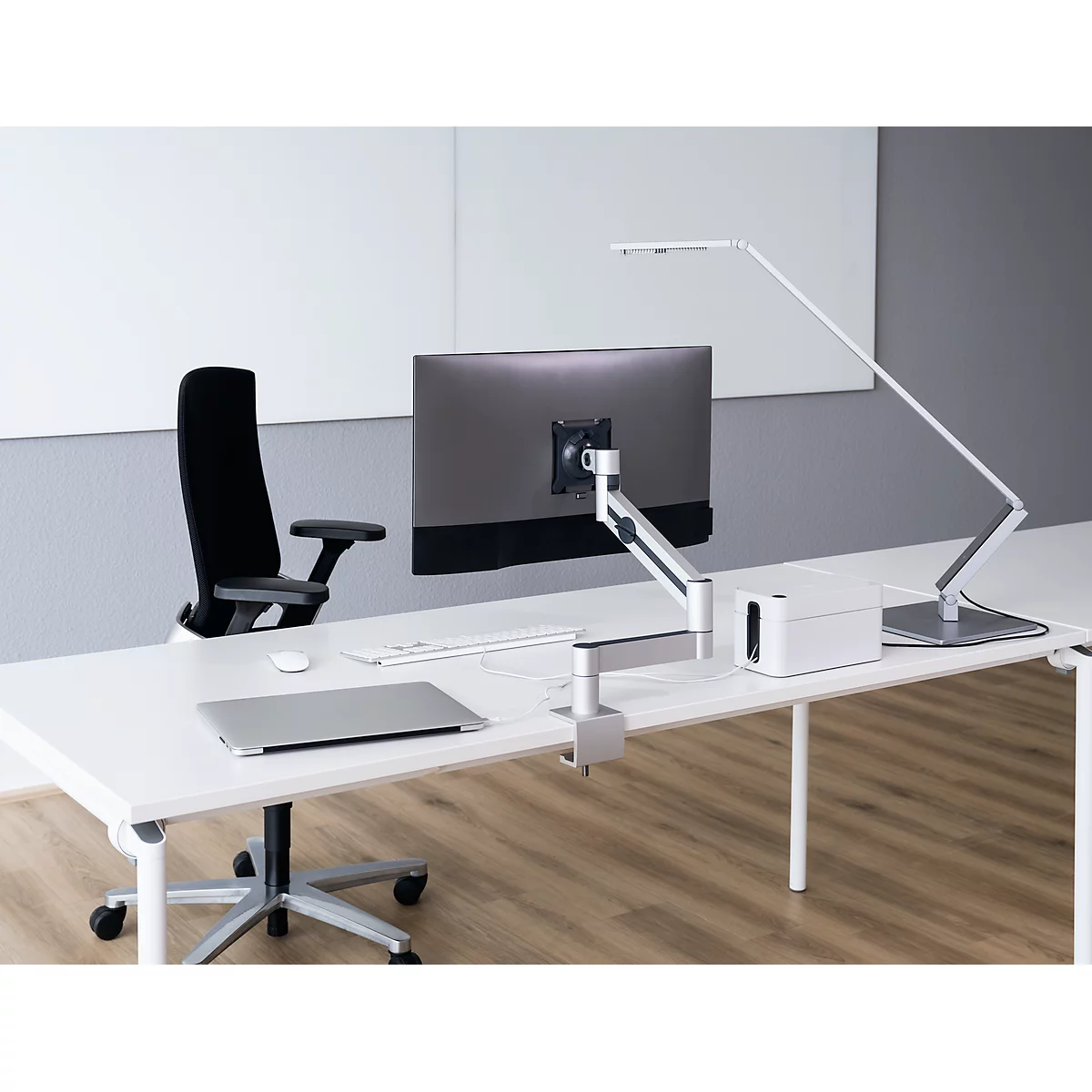 Monitorarm Durable, voor 1 display 21-27', VESA, draaibaar en kantelbaar, in hoogte verstelbaar, met bureauklem