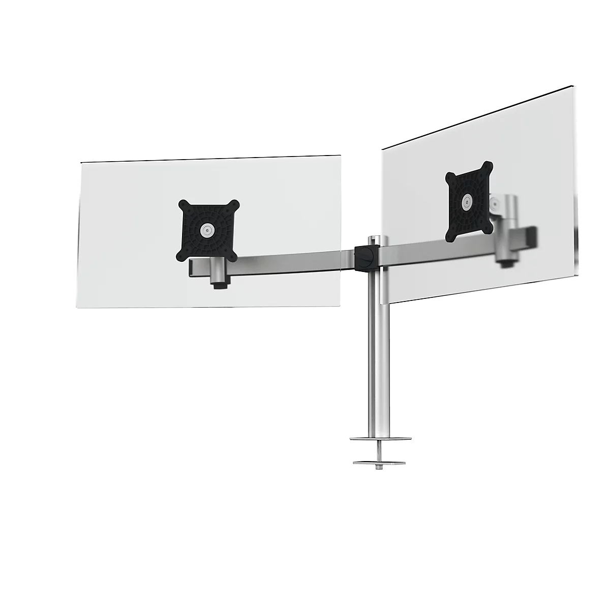 Monitorarm Duurzaam, voor 2 displays 21-27", VESA, draaibaar en kantelbaar, in hoogte verstelbaar, met bureaubus