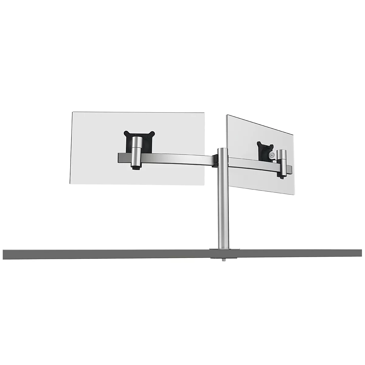Monitorarm Duurzaam, voor 2 displays 21-27", VESA, draaibaar en kantelbaar, in hoogte verstelbaar, met bureaubus