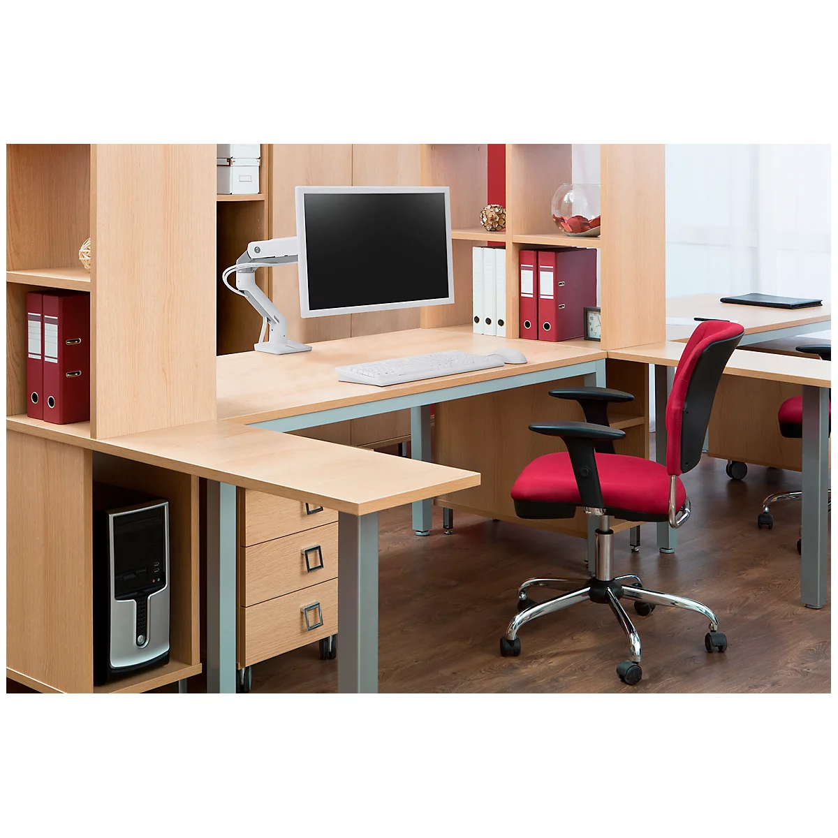 Monitorarm Ergotron HX, voor beeldschermen tot 42“, ergonomisch, in hoogte verstelbaar, met tafelklem, wit