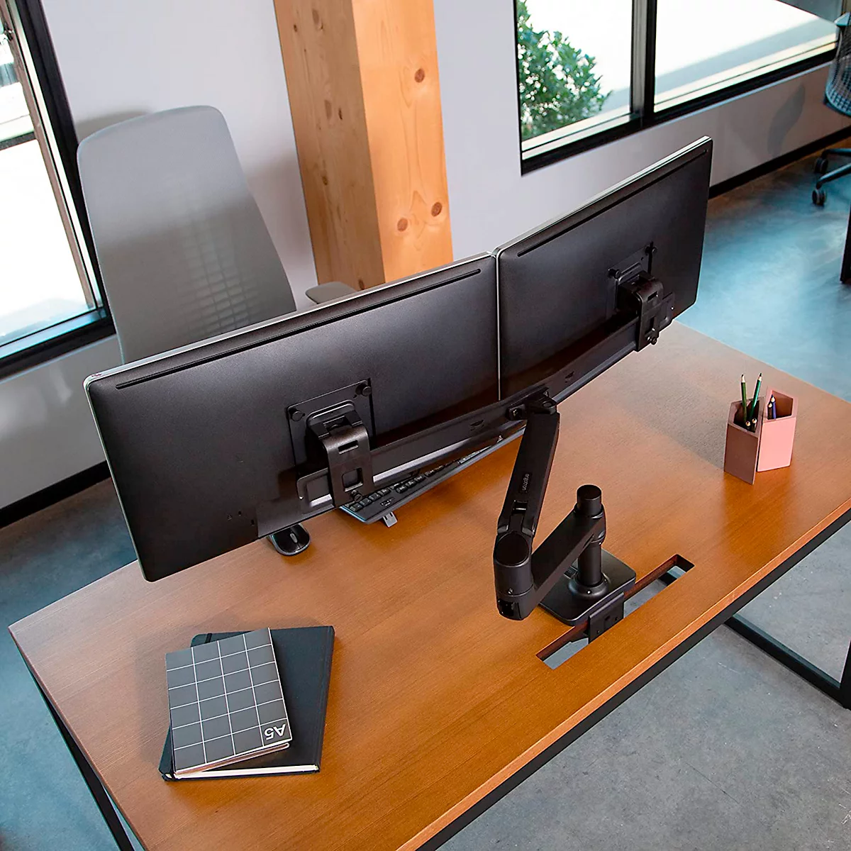 Monitorarm Ergotron LX Dual Direct 45-489-224, voor 2 monitoren tot 25', tot 10 kg, zwenkbaar, kantelbaar &amp; in hoogte verstelbaar, VESA, zwart