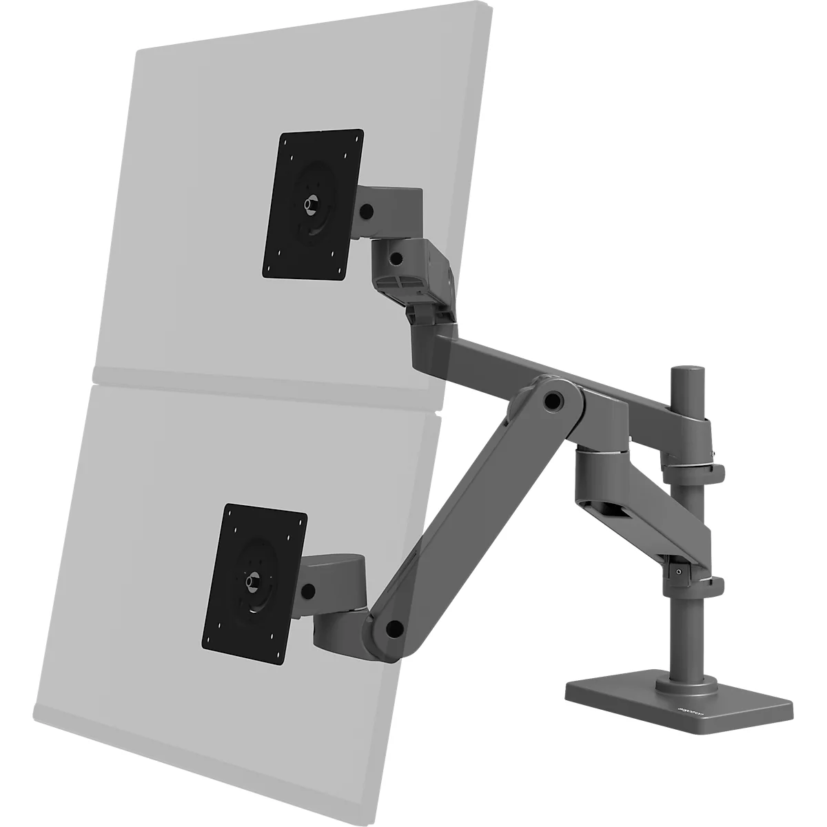 Monitorarm Ergotron LX Pro Dual Direct, für 2 Displays bis 24″, neig-/schwenk-/drehbar, höhenverstellbar, Tischhalterung, VESA, Metall, dunkelgrau