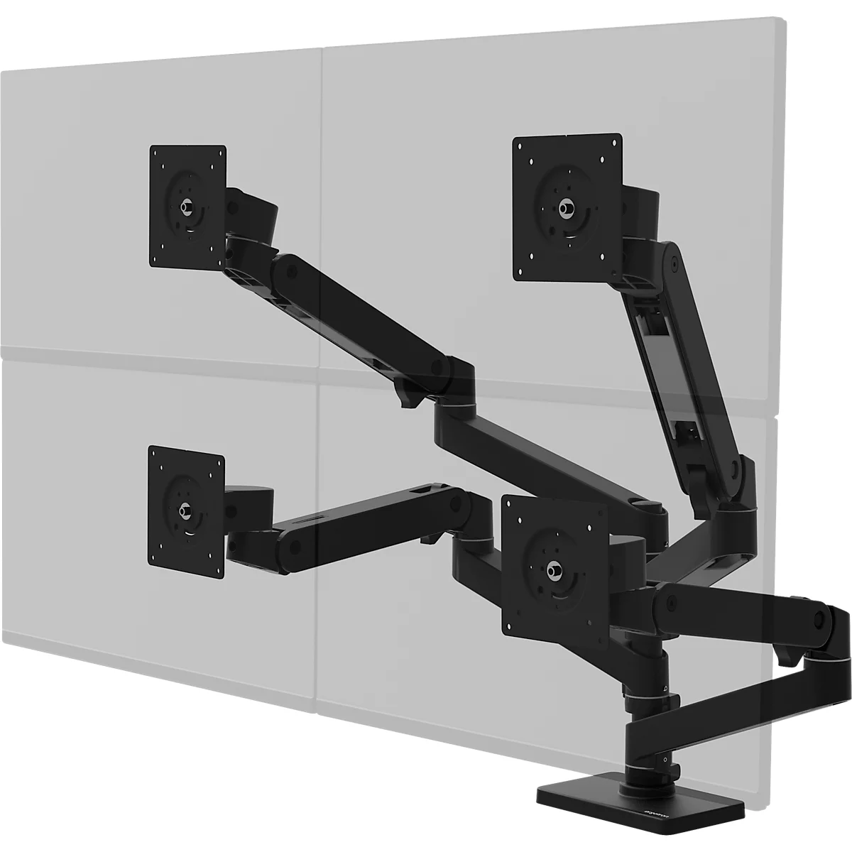 Monitorarm Ergotron LX Pro Dual Direct, für 2 Displays bis 24″, neig-/schwenk-/drehbar, höhenverstellbar, Tischhalterung, VESA, Metall, schwarz