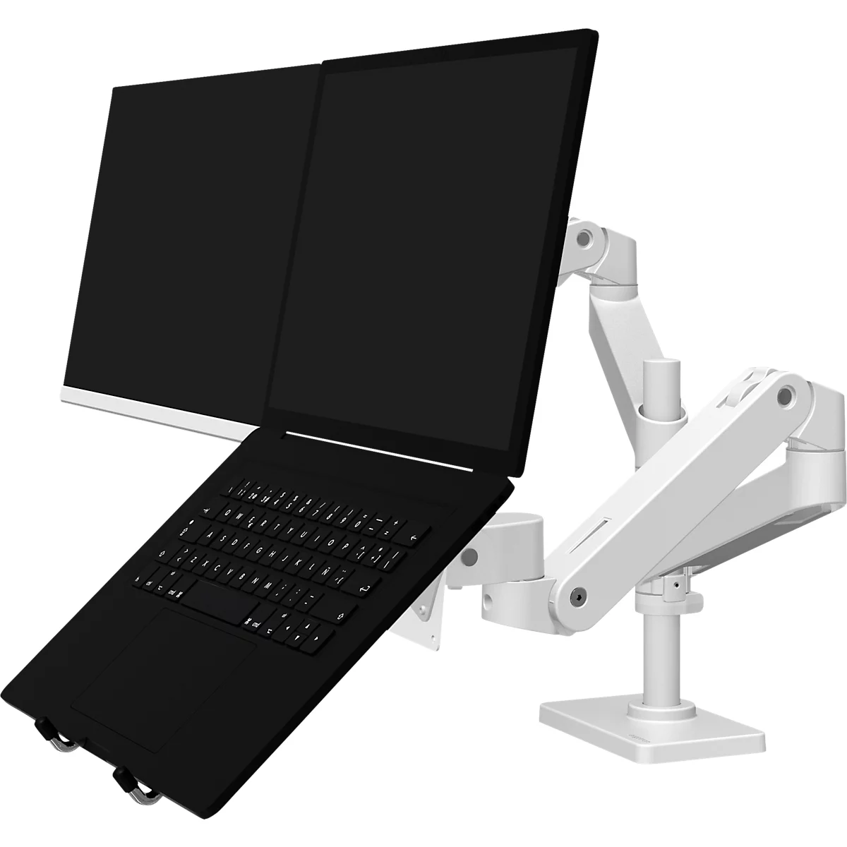 Monitorarm Ergotron LX Pro Dual Direct, für 2 Displays bis 24″, neig-/schwenk-/drehbar, höhenverstellbar, Tischhalterung, VESA, Metall, weiß