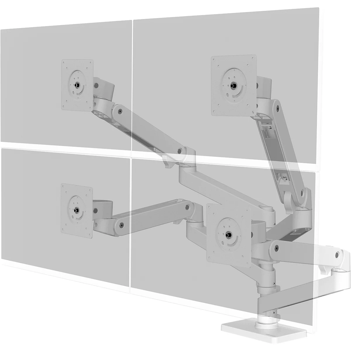 Monitorarm Ergotron LX Pro Dual Direct, für 2 Displays bis 24″, neig-/schwenk-/drehbar, höhenverstellbar, Tischhalterung, VESA, Metall, weiß