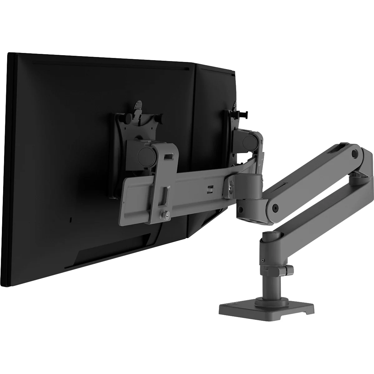 Monitorarm Ergotron LX Pro Dual Direct, für 2 Displays bis 27″, neig-/schwenk-/drehbar, höhenverstellbar, Tischhalterung, VESA, Metall, dunkelgrau