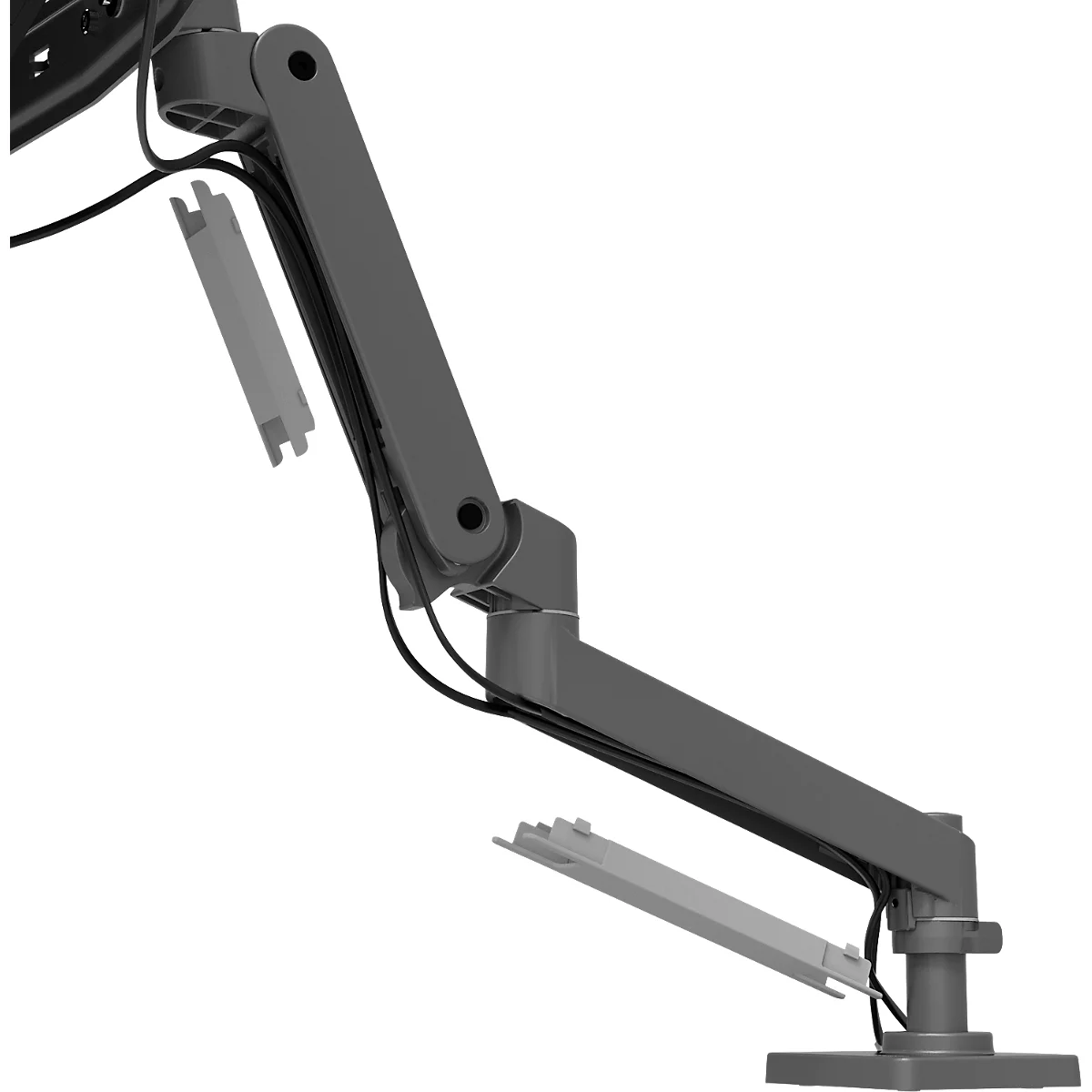 Monitorarm Ergotron LX Pro Dual Direct, für 2 Displays bis 27″, neig-/schwenk-/drehbar, höhenverstellbar, Tischhalterung, VESA, Metall, dunkelgrau