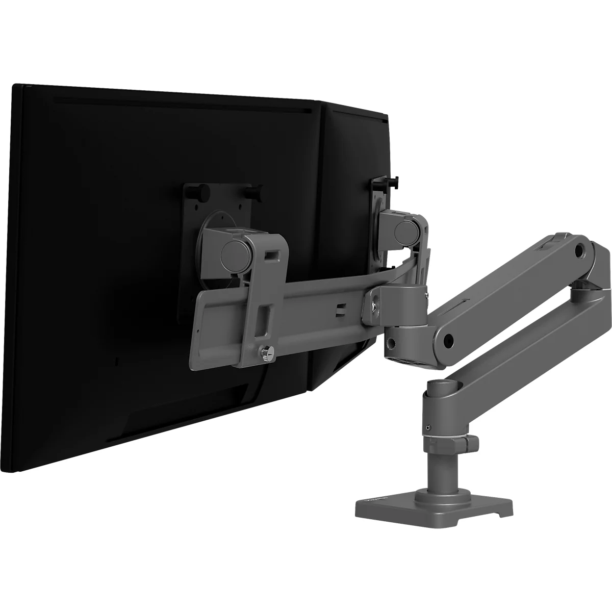 Monitorarm Ergotron LX Pro Dual Direct, für 2 Displays bis 27″, neig-/schwenk-/drehbar, höhenverstellbar, Tischhalterung, VESA, Metall, dunkelgrau