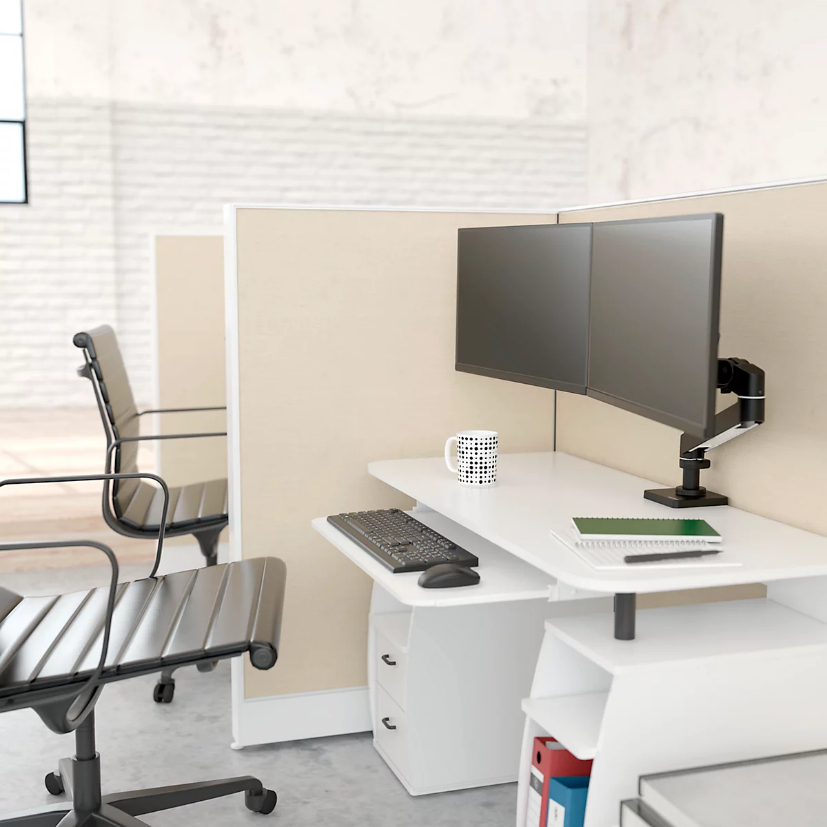Monitorarm Ergotron LX Pro Dual Direct, für 2 Displays bis 27″, neig-/schwenk-/drehbar, höhenverstellbar, Tischhalterung, VESA, Metall, schwarz